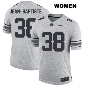 Women's NCAA Ohio State Buckeyes Javontae Jean-Baptiste #38 College Stitched Authentic Nike Gray Football Jersey OS20Q08SD